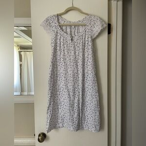 Floral Lace-Trimmed 100% Cotton Nightgown